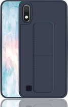 Voor Galaxy A10 / M10 schokbestendige pc + TPU beschermhoes met polsband en houder (donkerblauw)