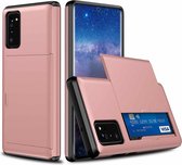 Voor Samsung Note20 schokbestendige robuuste beschermhoes met kaartsleuf (rosÃ©goud)