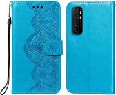 Voor Xiaomi Mi Note 10 Lite Flower Vine Embossing Pattern Horizontale Flip Leather Case met Card Slot & Holder & Wallet & Lanyard (Blue)