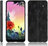 Voor LG K50S Schokbestendig Naaien Koe Patroon Huid PC + PU + TPU Case (Zwart)