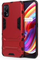 Voor OPPO Realme 7 Pro PC + TPU schokbestendige beschermhoes met houder (rood)