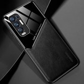 Voor OPPO Reno5 Pro Plus All-inclusive leer + organische glazen beschermhoes met metalen ijzeren plaat (zwart)