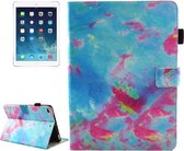 Voor iPad 9.7 (2018) & iPad 9.7 inch 2017 / iPad Air / iPad Air 2 Universeel blauw en roze marmerpatroon Horizontale flip lederen beschermhoes met houder & kaartsleuven & slaap