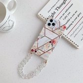 Splicing Flower Pattern TPU beschermhoes met kettingriem voor iPhone 12 Pro Max (wit)