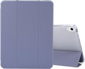 Voor iPad Air (2020) 10.9 3-vouw elektrisch geperst huidtextuur Horizontaal flip schokbestendig transparant TPU + PU lederen tas met houder & pennensleuf & slaap- / wekfunctie (bab