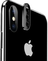 Titaniumlegering metalen cameralensbeschermer gehard glasfilm voor iPhone X (Zwart)