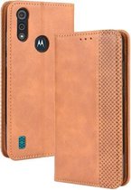 Voor Motorola Moto E6i Magnetische Gesp Retro Textuur Horizontale Flip Leren Case met Houder & Kaartsleuven & Fotolijst (Bruin)
