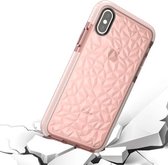 Voor iPhone X / XS Diamond Texture TPU Dropproof beschermende achterkant van de behuizing (roze)