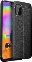 Voor Samsung Galaxy A02s (Europese versie) Litchi Texture TPU schokbestendig hoesje (zwart)