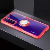 Voor Huawei nova 7 Anti-fall Transparant TPU + Acryl beschermhoes voor mobiele telefoon met ringbeugel (rood)
