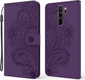 Voor Xiaomi Redmi Note 8 Pro Pauw Reliëfpatroon Horizontale Flip Leren Case met Houder & Kaartsleuven & Portemonnee & Lanyard (Paars)