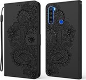 Voor Xiaomi Redmi Note 8T Pauw Reliëfpatroon Horizontale Flip Leren Case met Houder & Kaartsleuven & Portemonnee & Lanyard (Zwart)