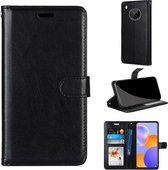 Voor Huawei Y9a Pure Kleur Horizontale Flip PU-lederen Case met Houder & Kaartsleuven & Portemonnee & Fotolijst (Zwart)