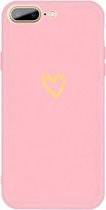 Voor iPhone 8 Plus / 7 Plus Golden Love-heart Pattern Colorful Frosted TPU telefoon beschermhoes (roze)