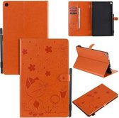 Voor Amazon Kindle Fire HD 10 (2015) / (2017) Cat Bee reliÃ«fpatroon Schokbestendig Tafel PC Beschermende horizontale flip lederen tas met kaartsleuven & portemonnee & pen Slot & slaap- / wek