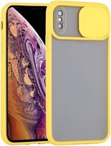 Sliding Camera Cover Design TPU beschermhoes voor iPhone XS Max (geel)