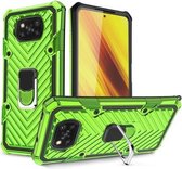 Voor Xiaomi Poco X3 NFC Cool Armor PC + TPU schokbestendig hoesje met 360 graden rotatie ringhouder (groen)