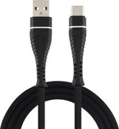 2A USB naar USB-C / Type-C gevlochten datakabel, kabellengte: 1 m (zwart)