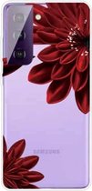 Voor Samsung Galaxy S21 + 5G gekleurd tekeningpatroon zeer transparant TPU beschermhoes (rode bloem)