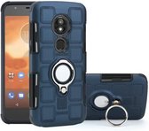 Voor Motorola Moto E5 Play 2 in 1 Cube PC + TPU beschermhoes met 360 graden draaien zilveren ringhouder (marineblauw)