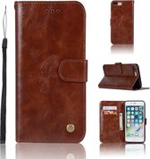 Voor iPhone 7 Plus / 8 Plus Retro Koperen Gesp Crazy Horse Horizontale Flip PU Leren Case met Houder & Kaartsleuven & Portemonnee & Lanyard (Bruin)