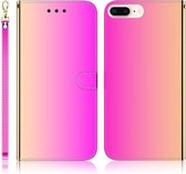 Voor iPhone 7 Plus / 8 Plus Geïmiteerd Spiegeloppervlak Horizontale Flip Leren Case met Houder & Kaartsleuven & Portemonnee & Lanyard (Kleurverloop)