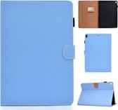 Voor iPad 10.2 inch effen kleur horizontale flip lederen tas met houder & kaartsleuven & pennensleuf & slaap / wekfunctie (blauw)