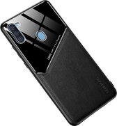 Voor Samsung Galaxy A11 All-inclusive leer + organisch glas beschermhoes met metalen ijzeren plaat (zwart)