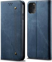 Voor iPhone 11 Pro Denim Texture Casual Style Horizontale Flip Leather Case met houder & kaartsleuven & portemonnee (blauw)
