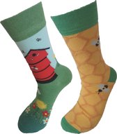 Verjaardag cadeautje voor hem en haar - Honingbij Sokken - Mismatch Sokken - Leuke sokken - Vrolijke sokken - Luckyday Socks - Sokken met tekst - Aparte Sokken - Socks waar je Happ