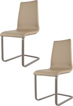 Tommychairs Berlin - Eetkamerstoelen - Set van 2 - Cappuccino - Kunstleer & Metaal