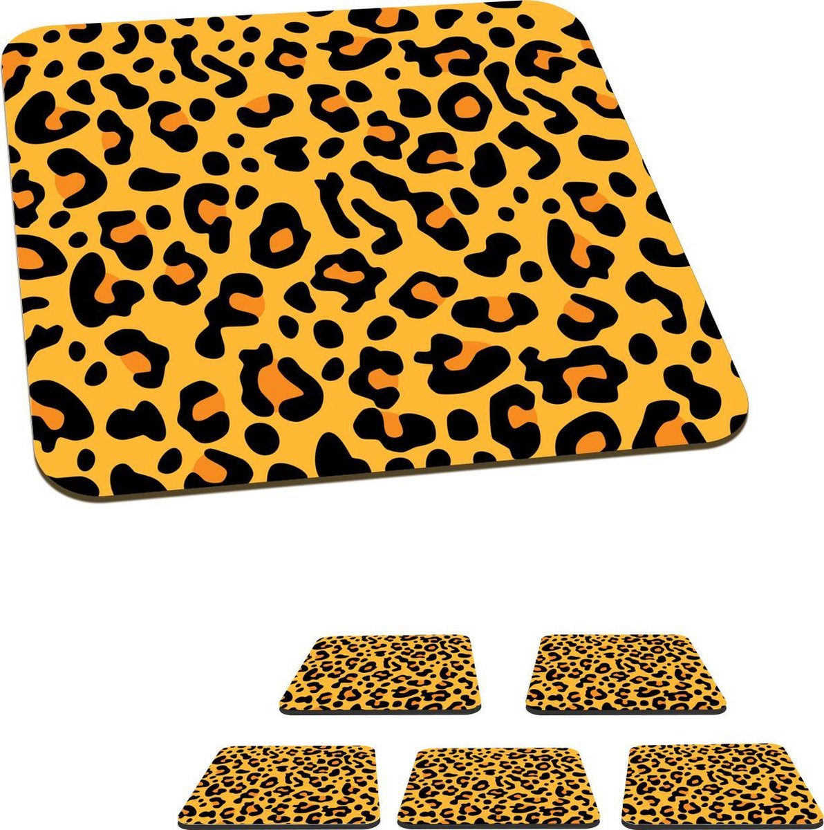 Onderzetters voor glazen - Luipaardvlekken in vast patroon - 10x10 cm - 6 stuks