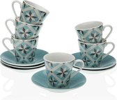 Set van Kopje met Schotel Koffie Mozaiek Ster Porselein (6 pcs)