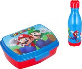 Mario brooddoos + drinkfles -  waterfles - Plastic - 560 ml - 23 cm hoog