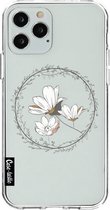 Casetastic Apple iPhone 12 / iPhone 12 Pro Hoesje - Softcover Hoesje met Design - Line Art Flower Print