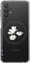 Casetastic Samsung Galaxy A32 (2021) 5G Hoesje - Softcover Hoesje met Design - Line Art Flower Print