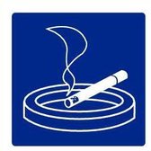 Rokersruimte sticker, blauw wit 400 x 400 mm