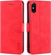 AZNS Skin Feel Calf Texture Horizontal Flip Leather Case met kaartsleuven & houder & portemonnee voor iPhone XS / X (rood)