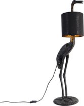 QAZQA animal-fl - Landelijke Vloerlamp | Staande Lamp met kap - 1 lichts - H 965 mm - Zwart -  Woonkamer | Slaapkamer | Keuken