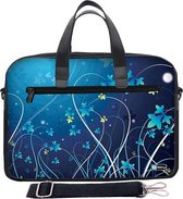 Laptoptas 17,3 / schoudertas blauwe bloemen - Sleevy - laptoptas - schooltas