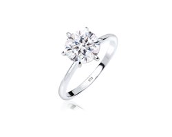 Elli Dames Ring Dames Verlovingsring met Kristallen in 925 Sterling Zilver