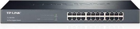Zwarte TP-Link TL-SG1024 24-poorts Gigabit Switch in productweergave.