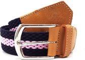 OfeliaT - Elastisch gevlochten riem - Blauw/ Roze 120cm - Heren / Dames