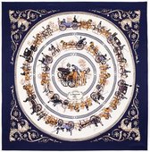 Emilie Scarves - sjaal - blauw - satijn print - vierkant 90*90CM