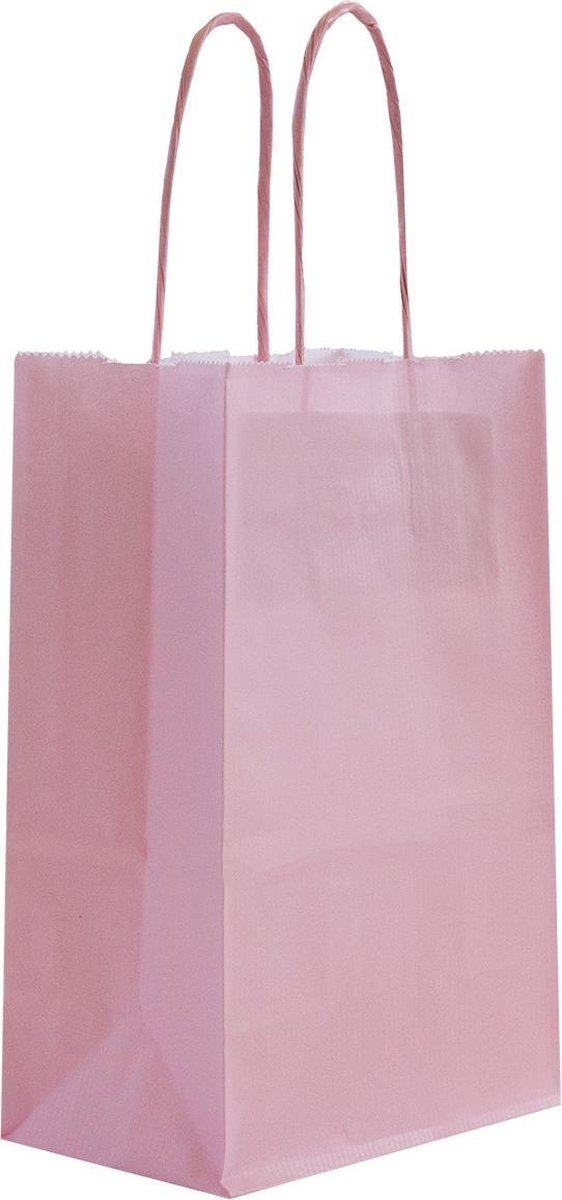 50x Papieren tassen Extra klein 14x8x21,5cm -  Zacht roze