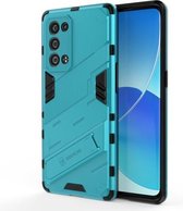 Voor OPPO Reno6 Pro+ 5G Punk Armor 2 in 1 PC + TPU schokbestendig hoesje met onzichtbare houder (blauw)