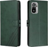 Voor Xiaomi Redmi Note 10 Stiksels Stijl 2-Kleur Koe Textuur Horizontale Flip PU Lederen Case met Houder & Kaartsleuf & Lanyard (Groen)