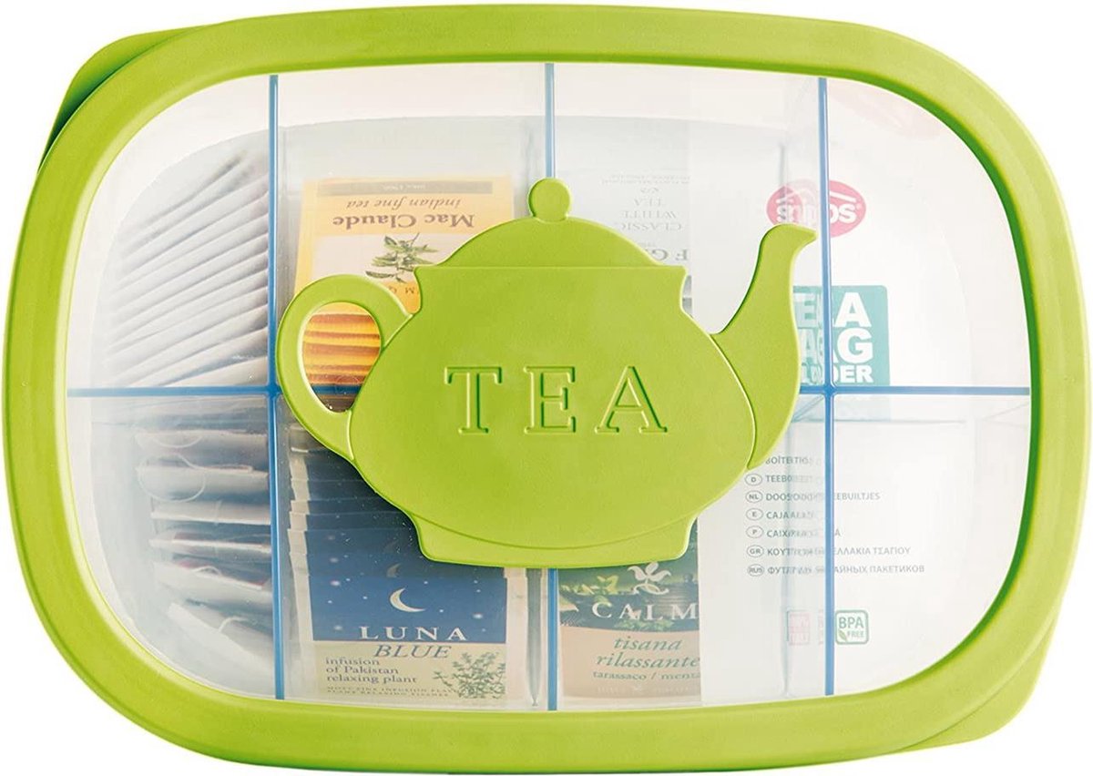 Organisateur Empilable Pour Sachets De Thé - Boîte Plastique 23x17x5,5 Cm - Rangement Cuisine, Bureau, Salle De Bain