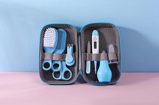 9-delige Baby Verzorgingsset - BLAUW - Baby Borstel - Baby Verzorgingsproducten - Nagelset - Manicure set - Kraam cadeau - Incl. Opberg/-Reisdoosje van Lolzer — afbeelding 3
