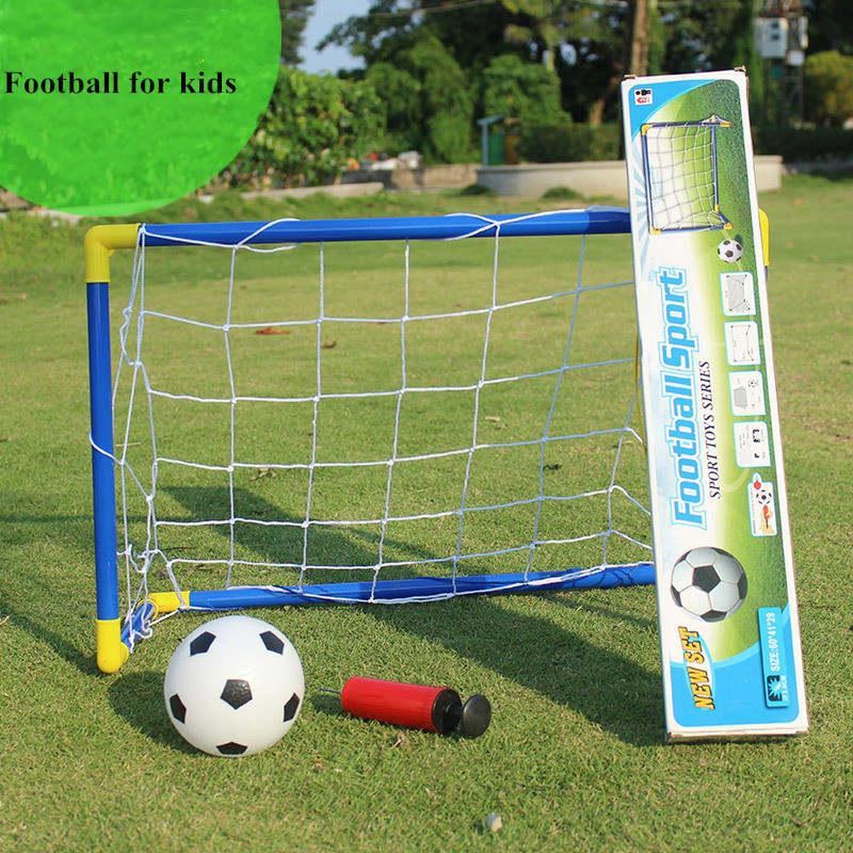 Set van 2 voetbaldoelen voor kinderen met balpomp Indoor Outdoor Soccer